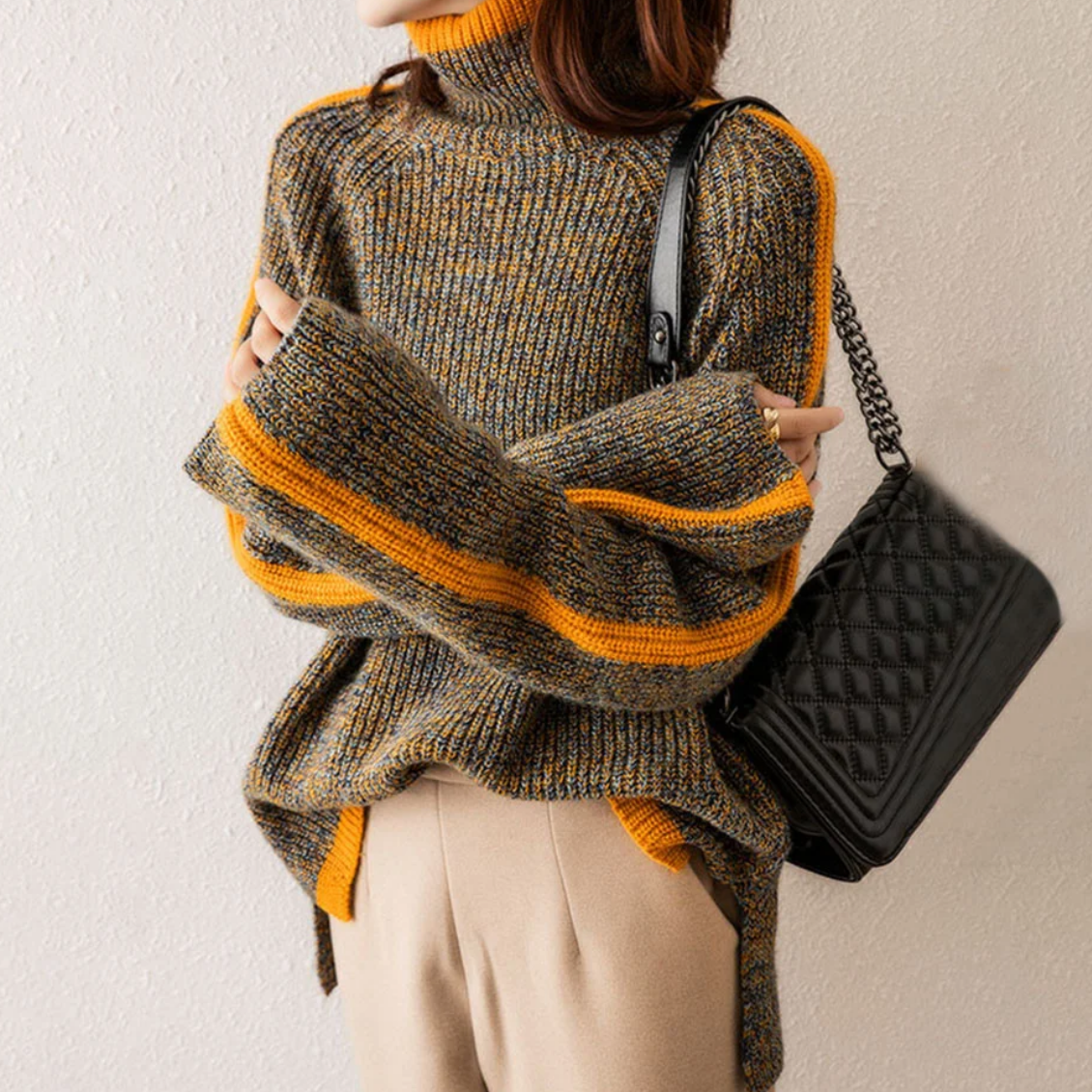 Charlotte™ | Mixed knit turtleneck