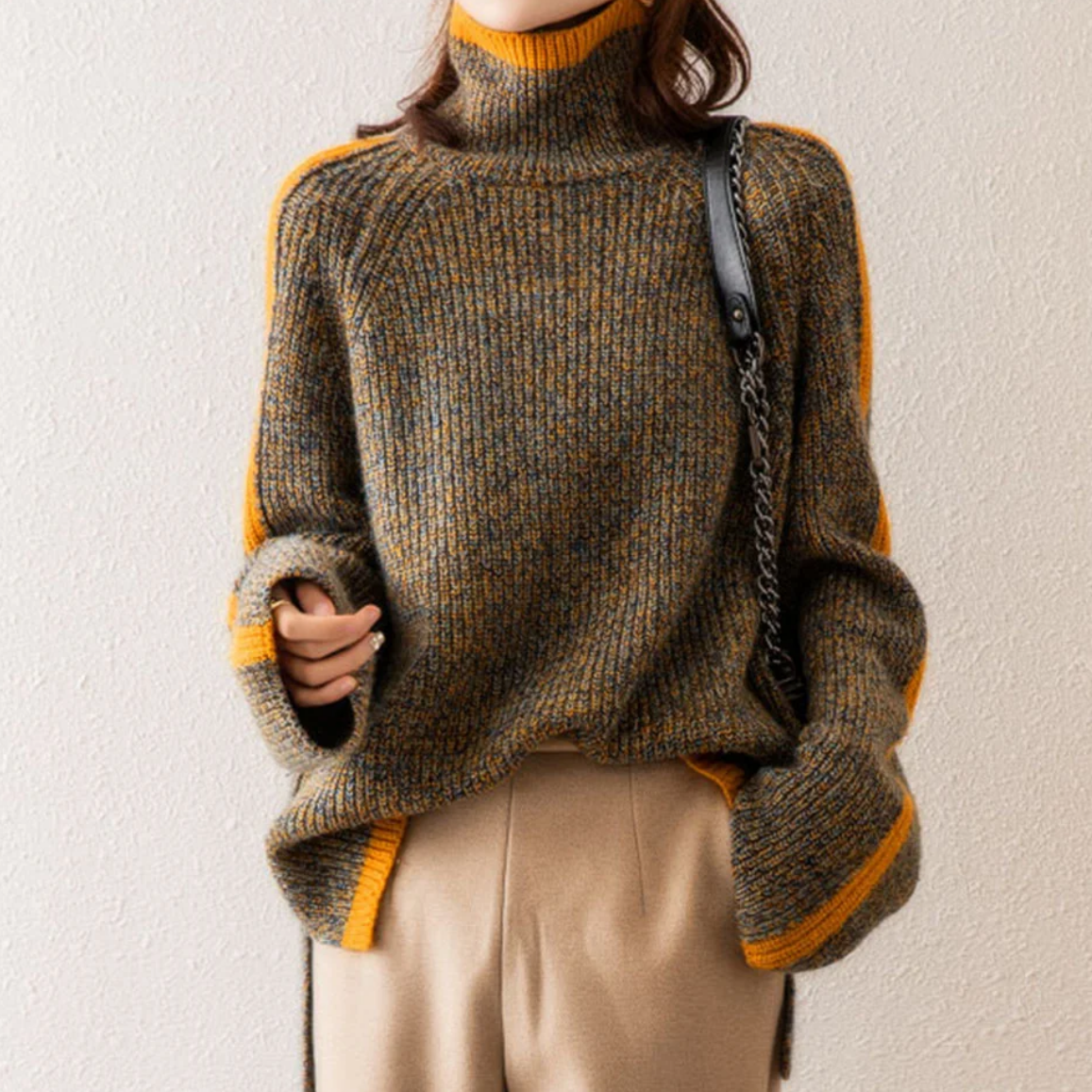 Charlotte™ | Mixed knit turtleneck