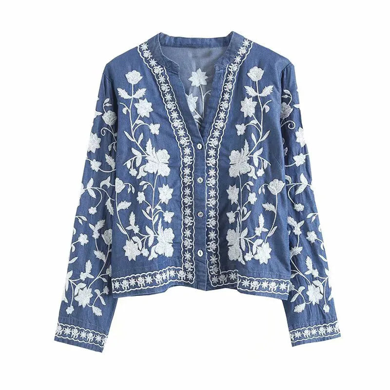 Charlotte™ | Denim Bloom Cardigan