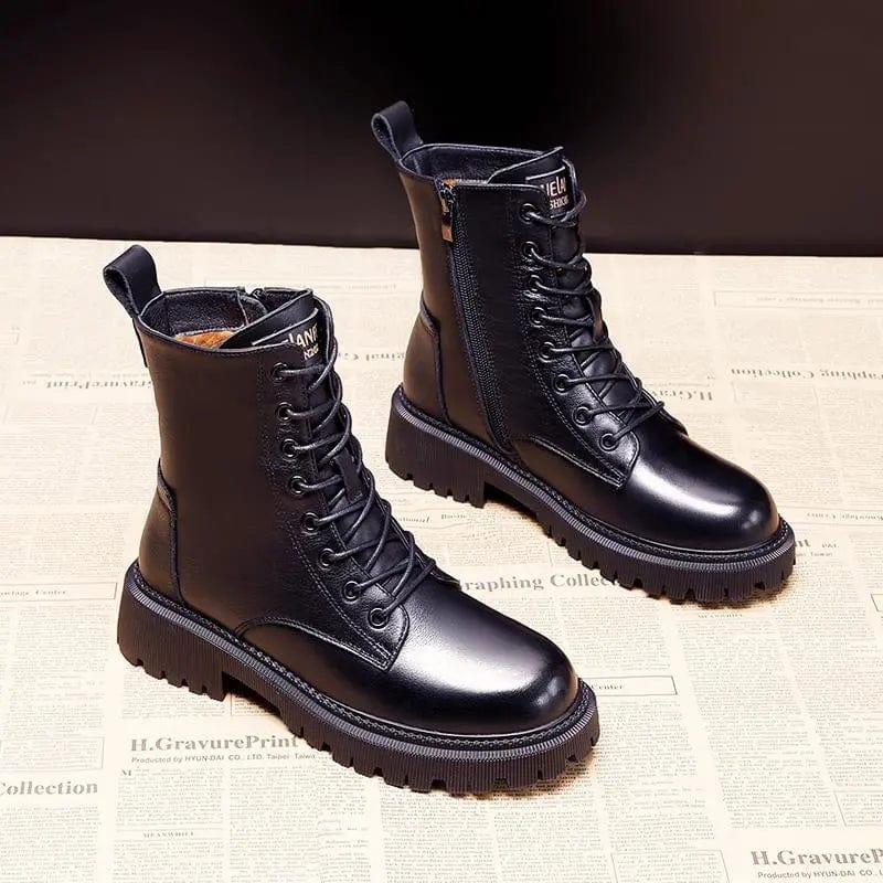 Charlotte™ | Black Leather Winter Boots