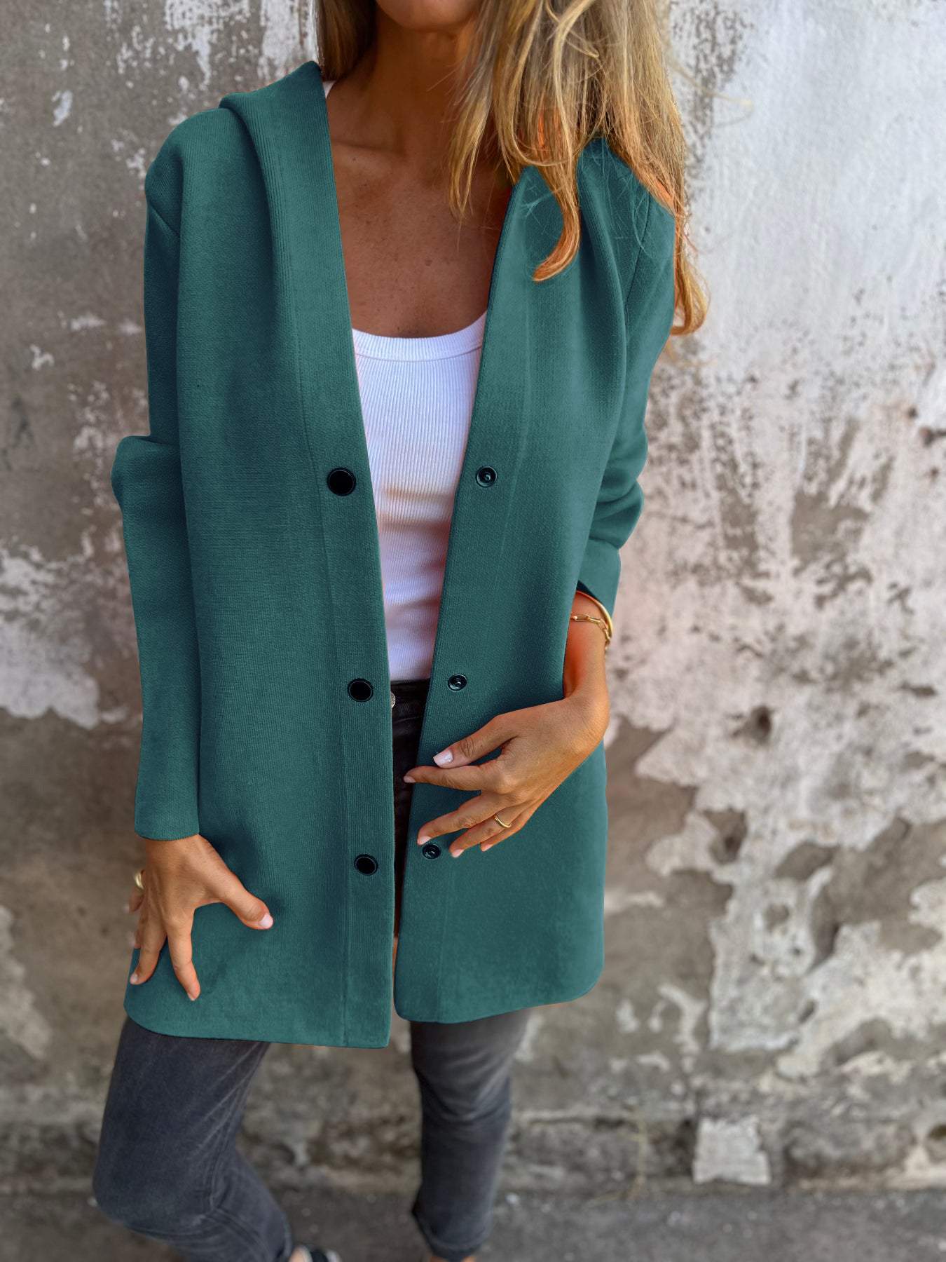 Charlotte™ | Cardigan with buttons and hood