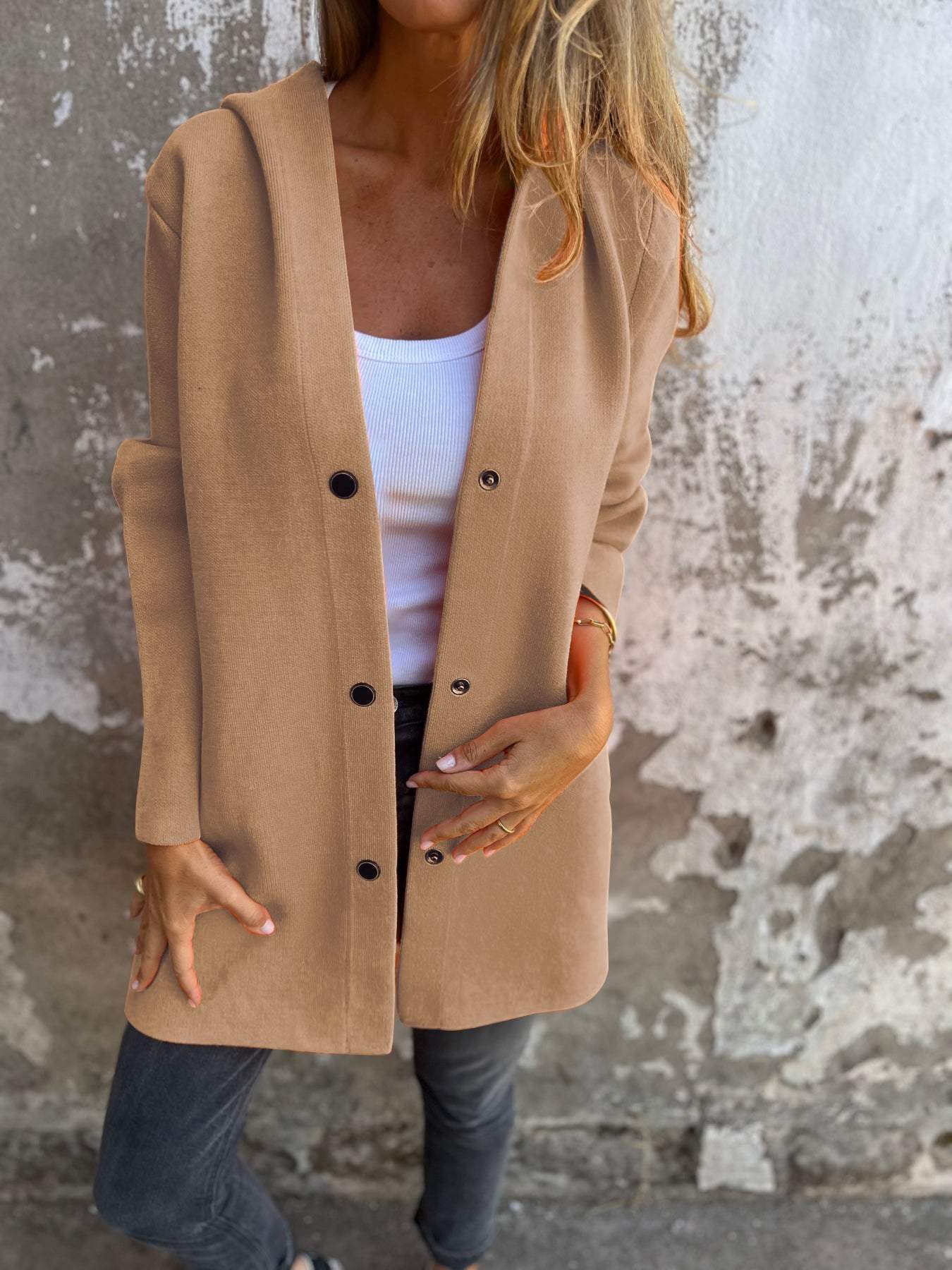 Charlotte™ | Cardigan with buttons and hood