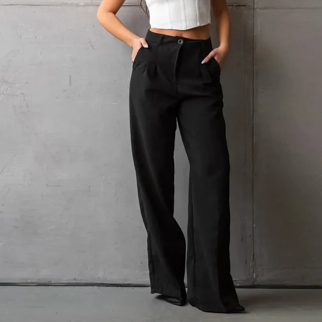 Charlotte™ | Elegant Black Wide-Leg Trousers