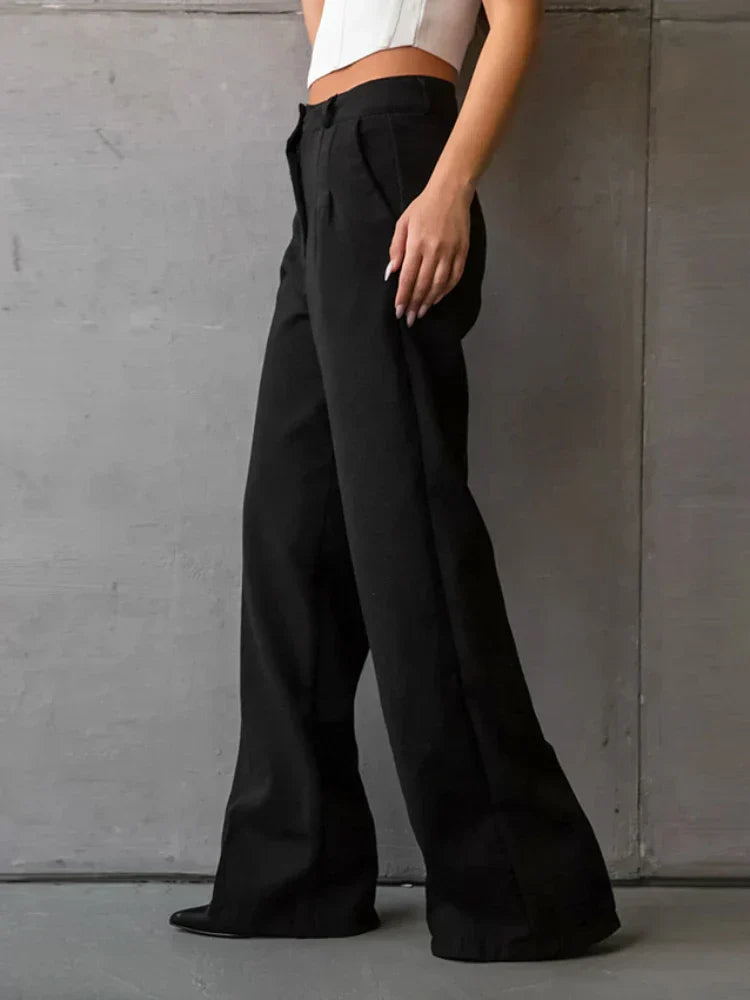 Charlotte™ | Elegant Black Wide-Leg Trousers