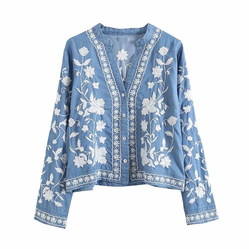 Charlotte™ | Denim Bloom Cardigan