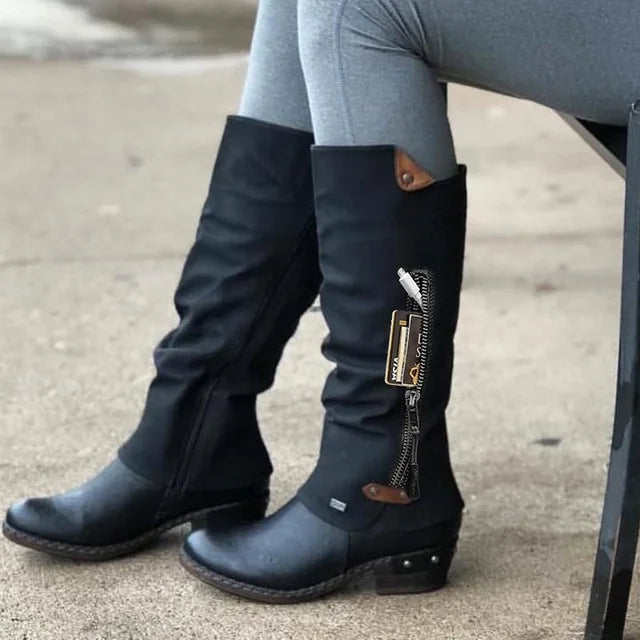 Charlotte™ | Knee-High Boots with Zipper and Pocket