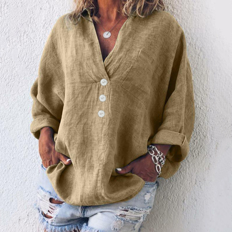 Charlotte™ | V-NECK LINEN BLOUSE