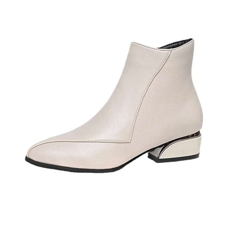 Charlotte™ | Low Heeled Leather Ankle Boots