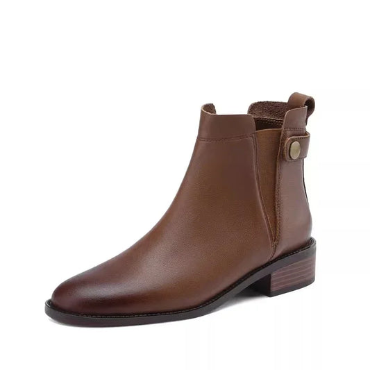 Charlotte™ | Thick Heeled Soft Leather Chelsea Boots
