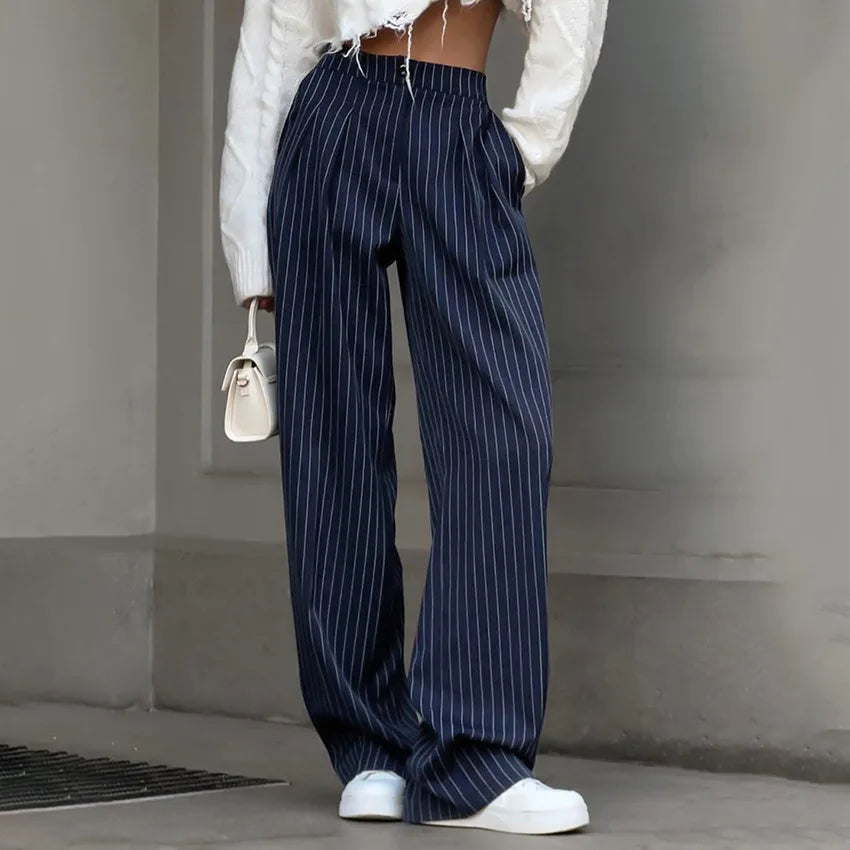 Charlotte™ | Striped High-Waisted Wide Trousers