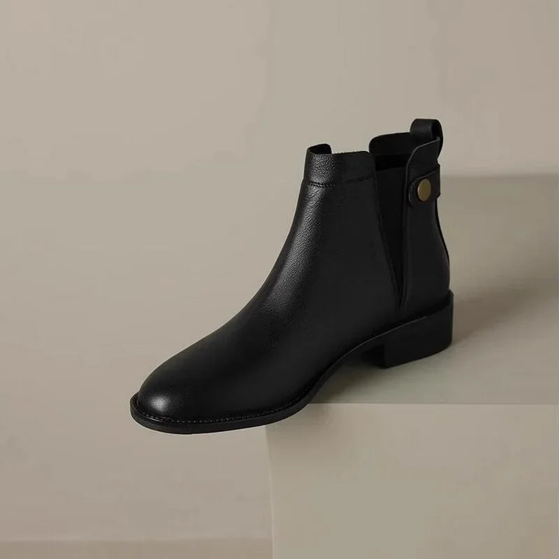 Charlotte™ | Thick Heeled Soft Leather Chelsea Boots