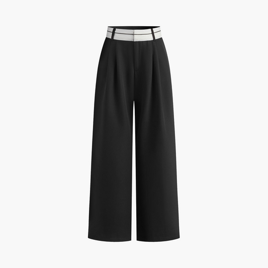 Charlotte™ | Contrast Waistband Wide-Leg Trousers