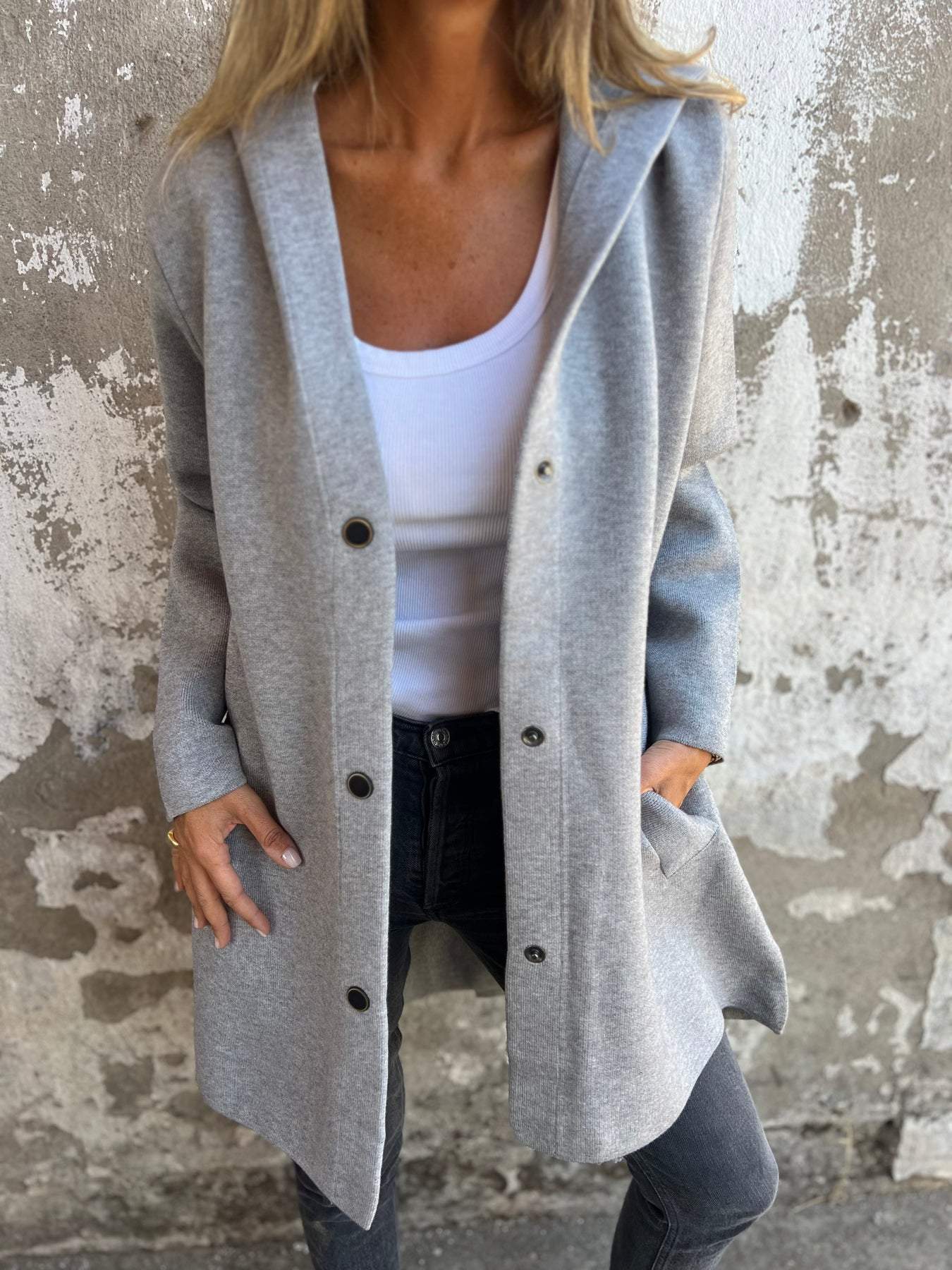 Charlotte™ | Cardigan with buttons and hood