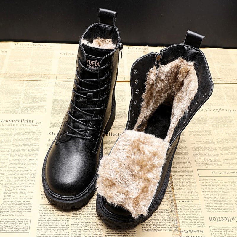 Charlotte™ | Black Leather Winter Boots