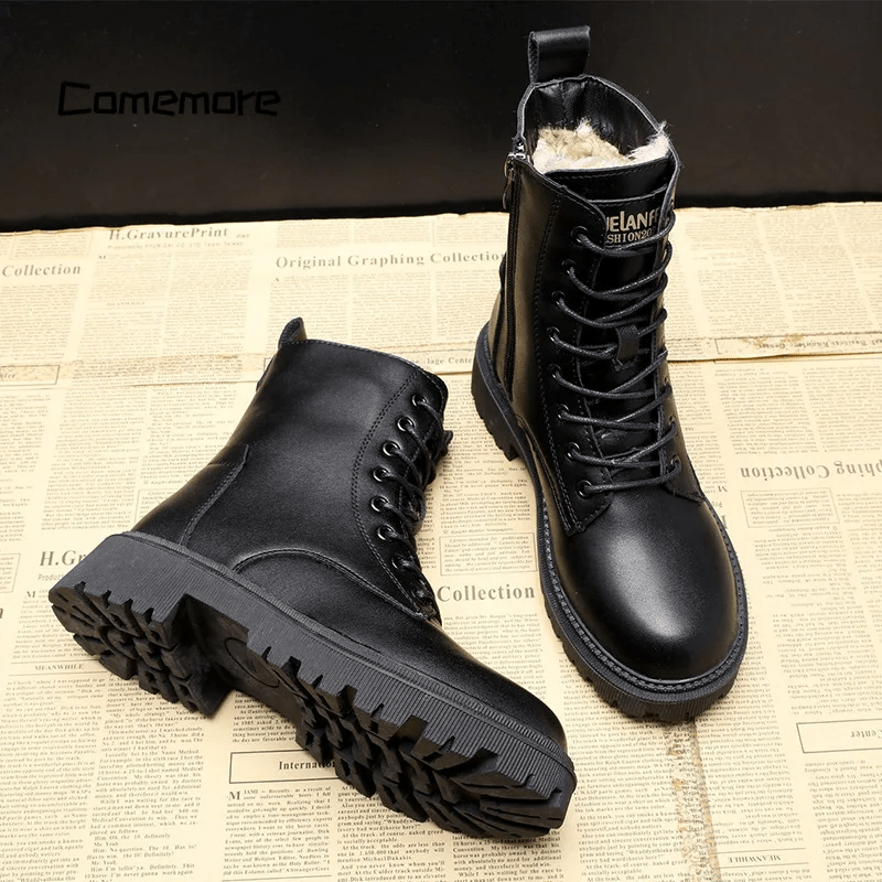 Charlotte™ | Black Leather Winter Boots