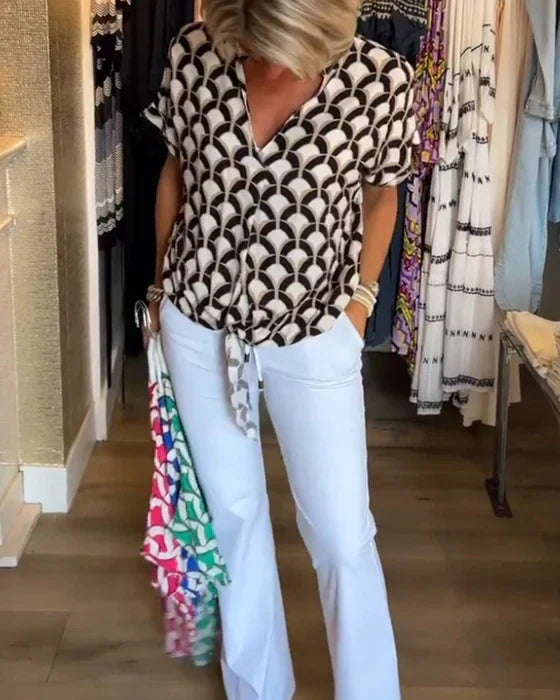 Charlotte™ | Casual Top with Print and V-Neck